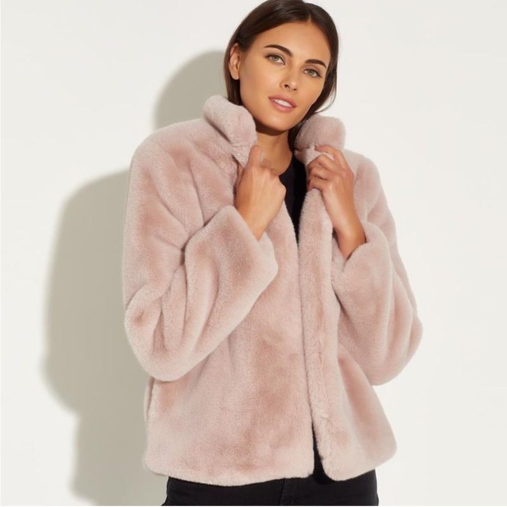 MAGASCHONI | Lilac Faux Fur Mandarin Collar Soft Coat S